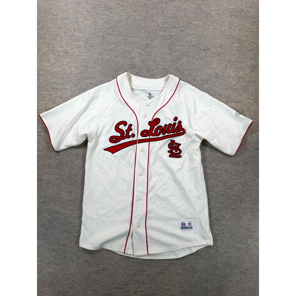 True Fan Jersey Mens Medium White St Louis Cardinals Baseball MLB Button Front